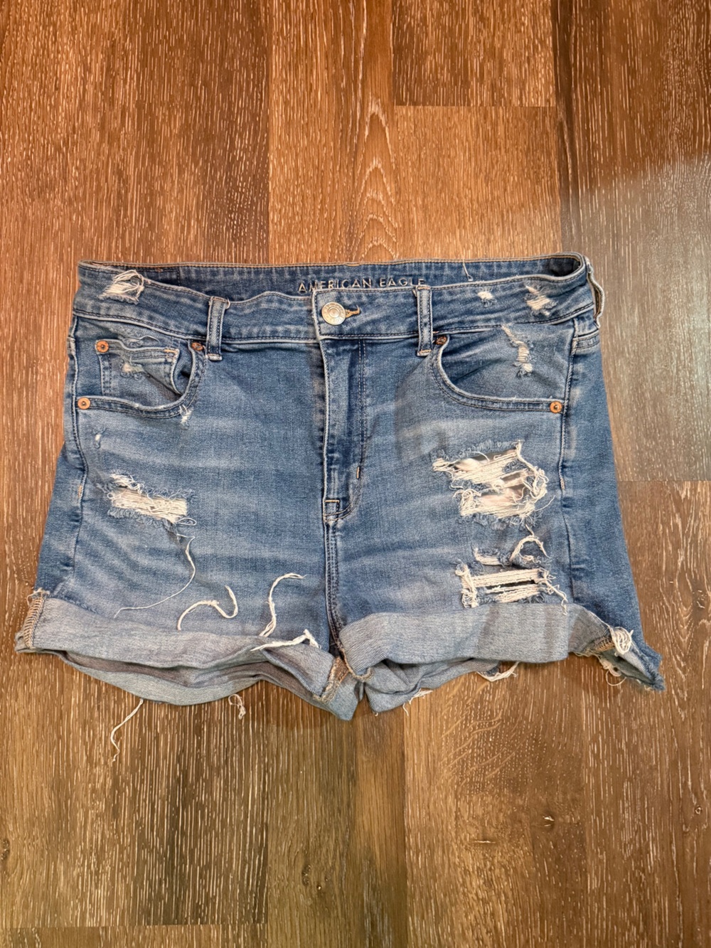 American Eagle Outfitters Ripped Light Blue Denim Shorts